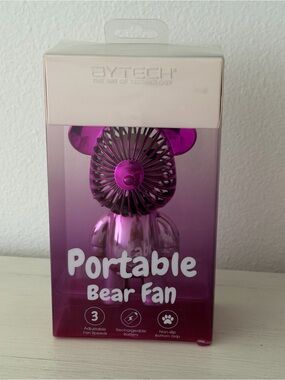 Bytech Portable Bear Fan - Metallic Pink - 3 Speeds & Rechargeable
